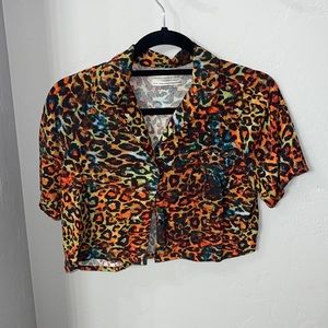 UO Cropped Button Up Tee